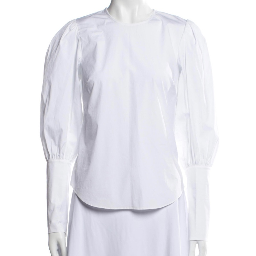 Veronica Beard crew neck three quarter sleeve button up top
